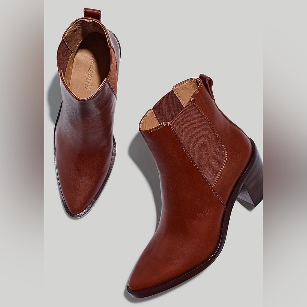 Madewell, pointy toe Chelsea boots, brown/apple butter, size 8.5